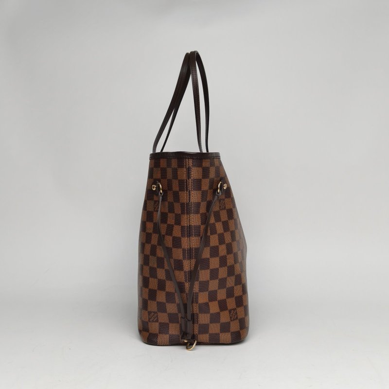 LOUIS VUITTON Neverfull中號31配子袋棕色棋盤格PVC金扣2014肩背包-1