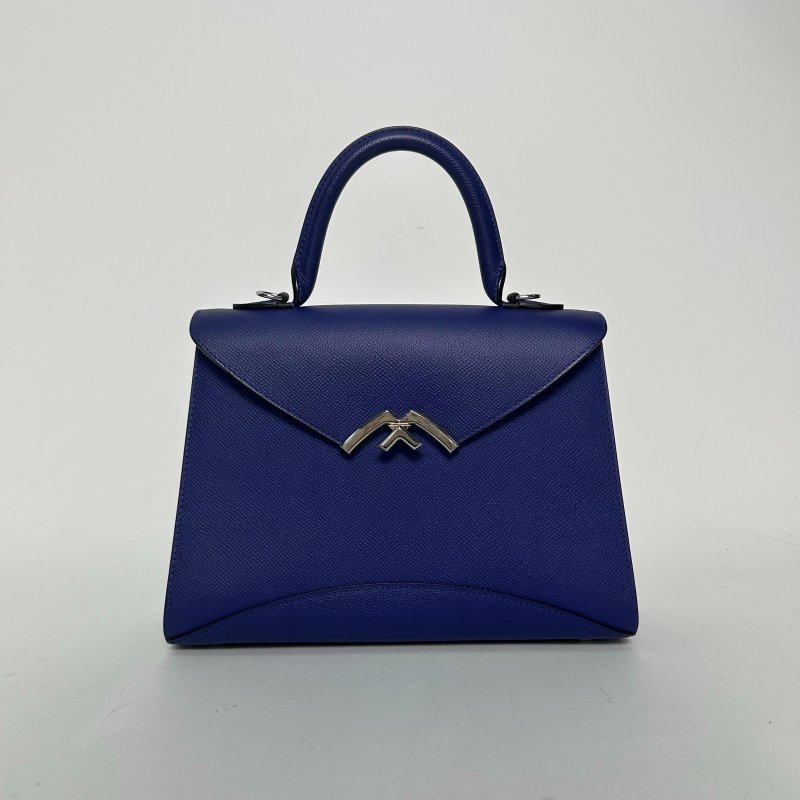 MOYNAT Gabrielle中號26藍色牛皮銀扣肩背包-0