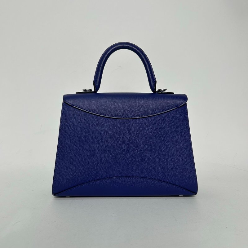 MOYNAT Gabrielle中號26藍色牛皮銀扣肩背包-2