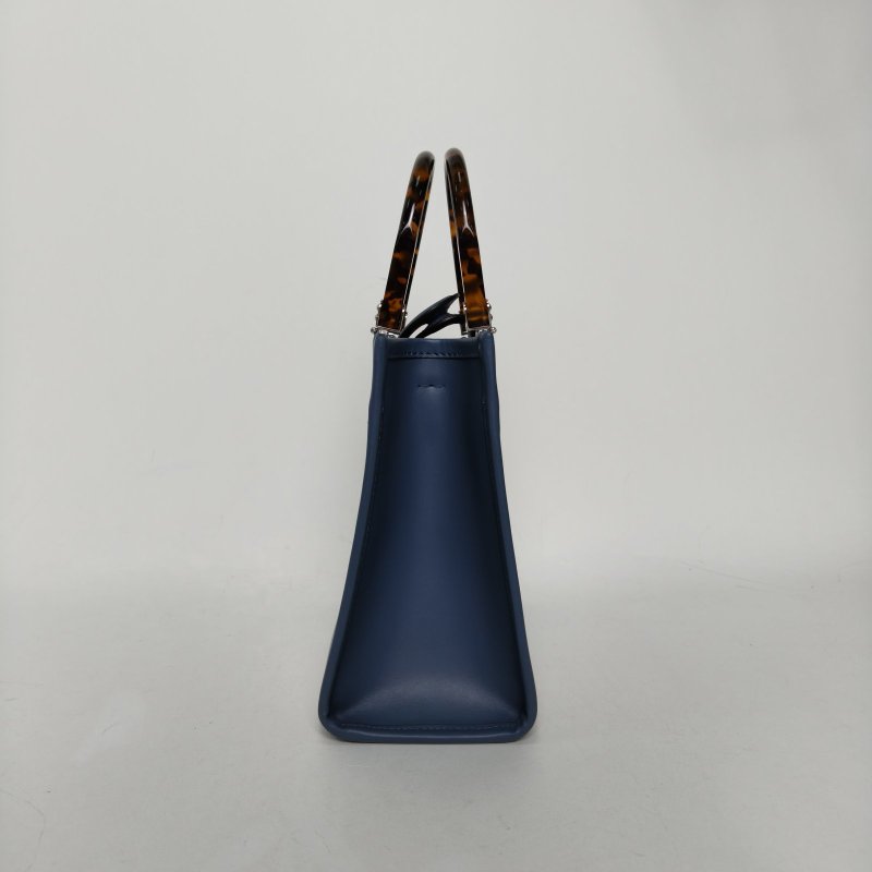 FENDI Sunshine陽光購物手提袋小號藍色牛皮肩背包-3