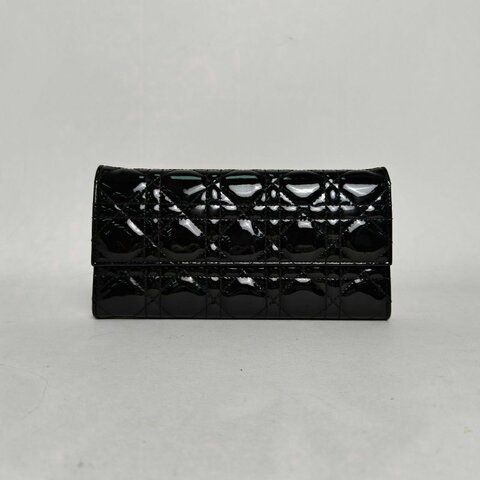 DIOR 黑色漆皮銀扣2014鏈條WOC肩背包