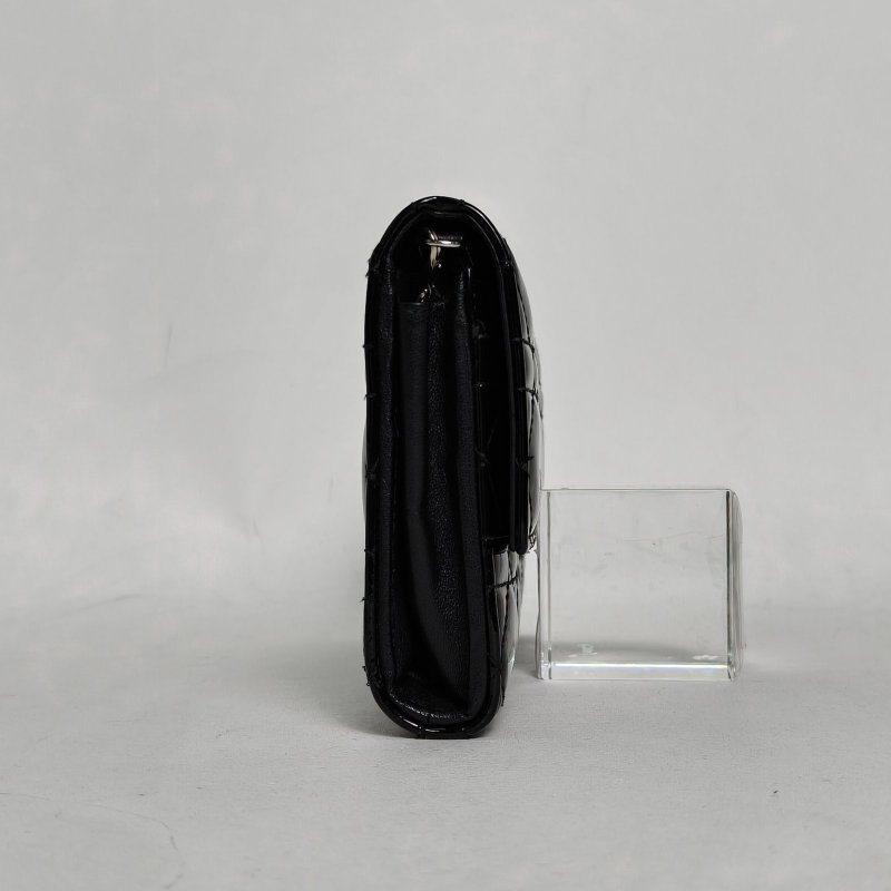 DIOR 黑色漆皮銀扣2014鏈條WOC肩背包-1