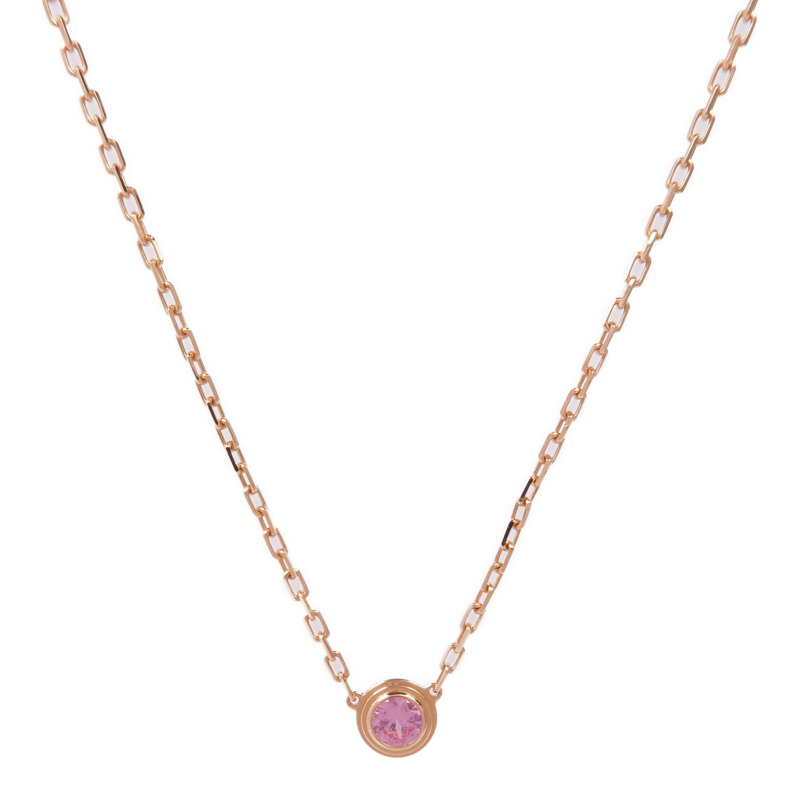 CARTIER 18K玫瑰金d'Amour粉紅色藍寶石項鍊-0