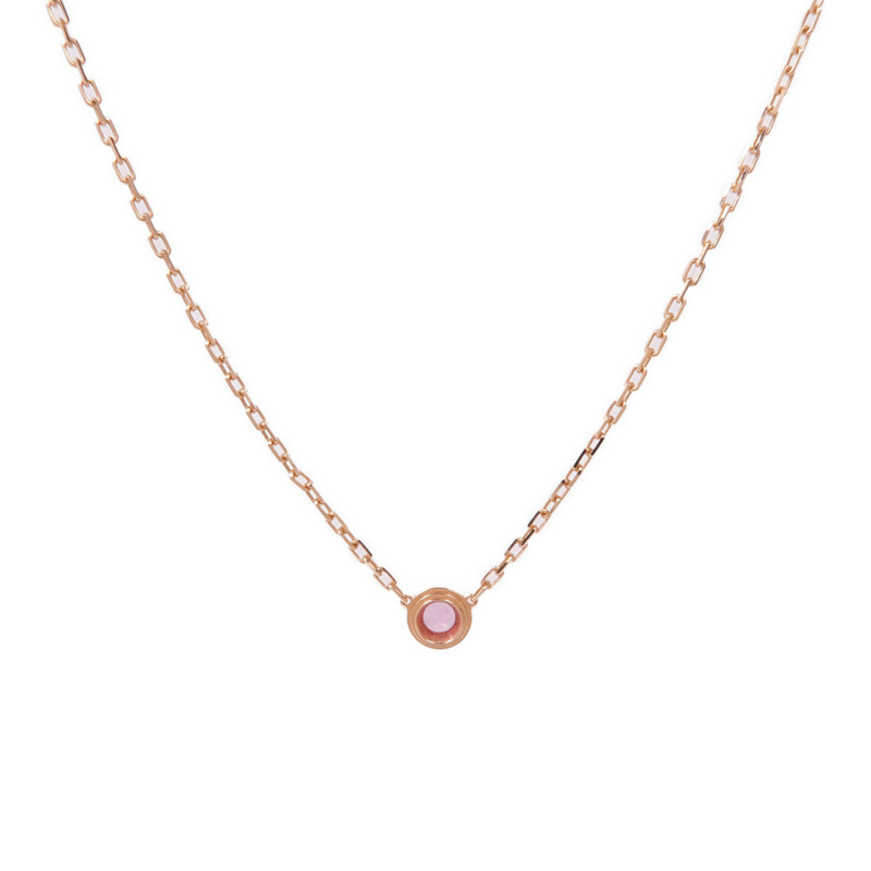 CARTIER 18K玫瑰金d'Amour粉紅色藍寶石項鍊-1