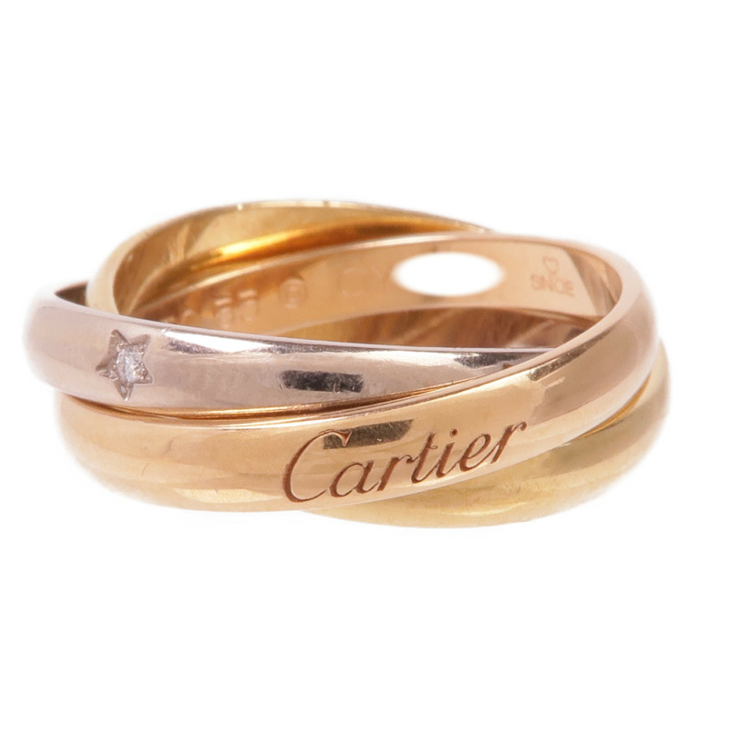 CARTIER 18K黃金/白金/玫瑰金Trinity Ring鑽石戒指Cartier#55/US#7.25-0