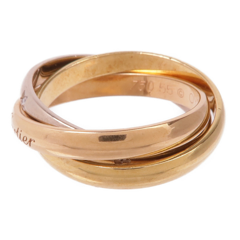 CARTIER 18K黃金/白金/玫瑰金Trinity Ring鑽石戒指Cartier#55/US#7.25-1
