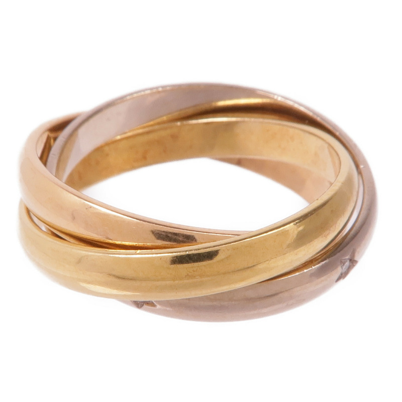 CARTIER 18K黃金/白金/玫瑰金Trinity Ring鑽石戒指Cartier#55/US#7.25-2