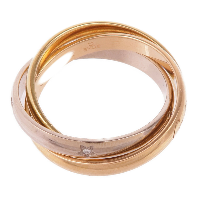 CARTIER 18K黃金/白金/玫瑰金Trinity Ring鑽石戒指Cartier#55/US#7.25-5