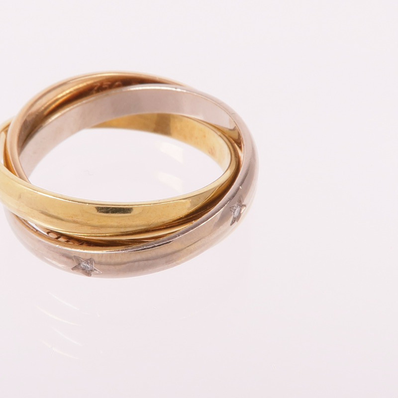 CARTIER 18K黃金/白金/玫瑰金Trinity Ring鑽石戒指Cartier#55/US#7.25-6
