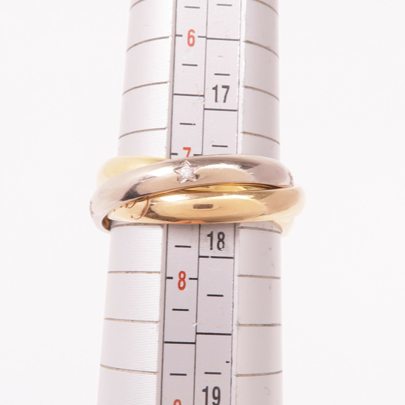 CARTIER 18K黃金/白金/玫瑰金Trinity Ring鑽石戒指Cartier#55/US#7.25-8