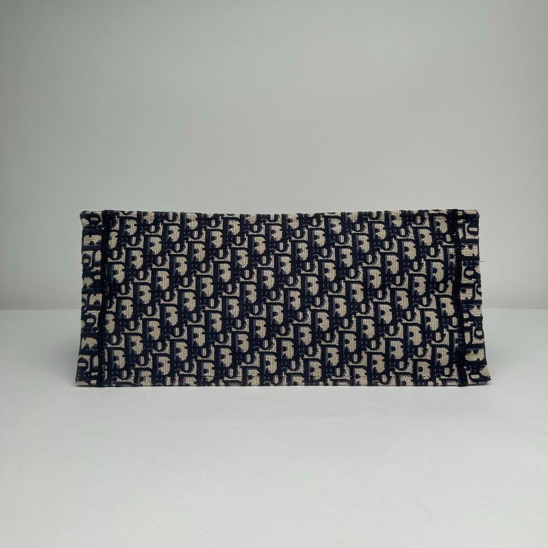 DIOR BookTote大號42藍色帆布無2019Oblique印花字母刺繡肩背包-4