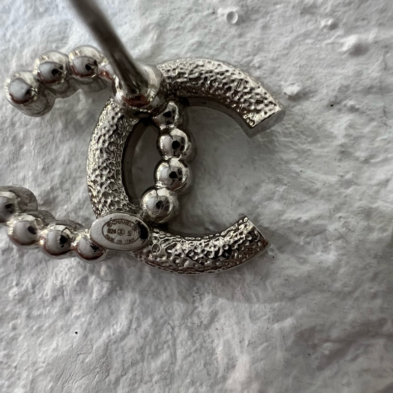 ෆ Chanel珍珠水鑽雙C耳環-11