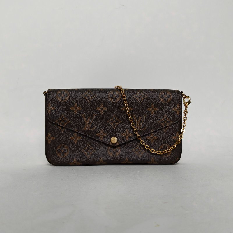 LOUIS VUITTON POCHETTEFELICIE三合一鏈條包老花PVC2016肩背包-0