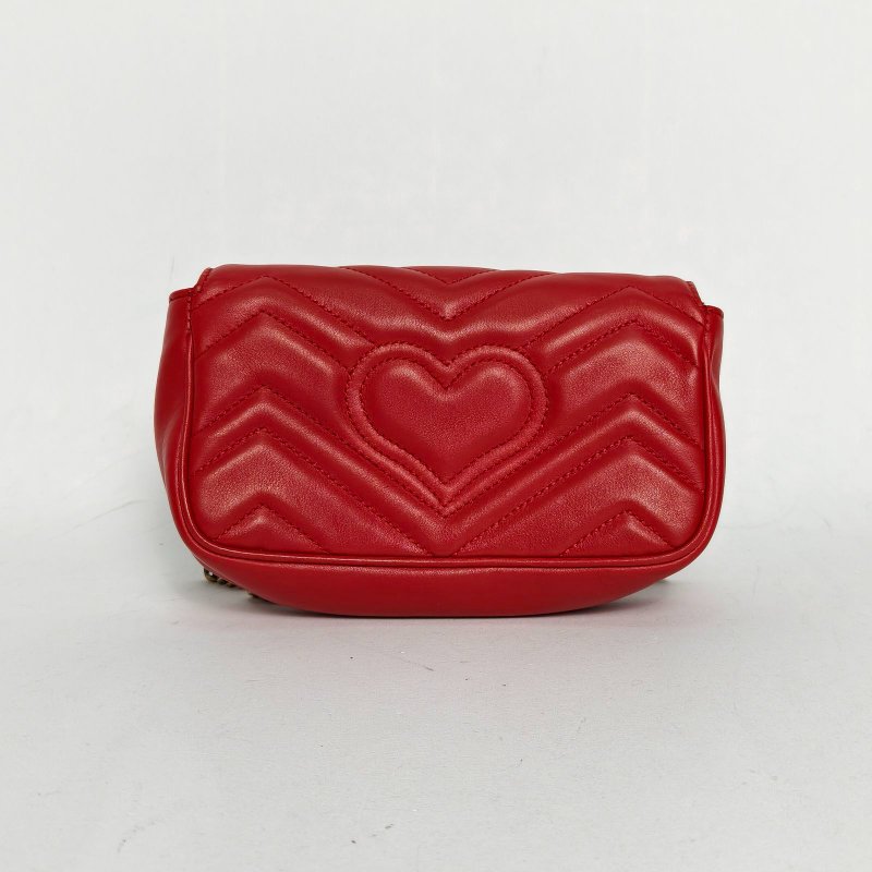 GUCCI GGMarmont肩背包超Mini16.5紅色牛皮金扣肩背包-2