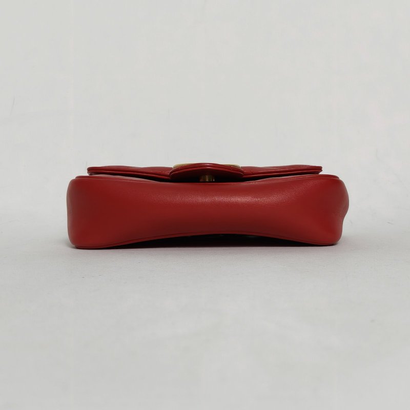 GUCCI GGMarmont肩背包超Mini16.5紅色牛皮金扣肩背包-4