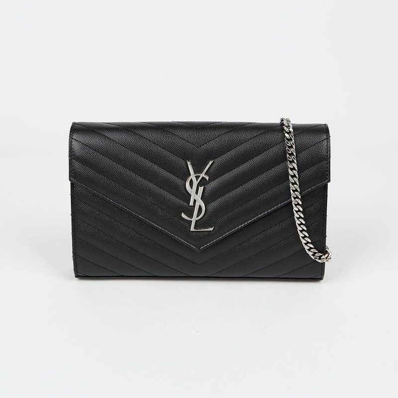 SAINT LAURENT Monogram 鏈條皮夾斜背包 377828-0