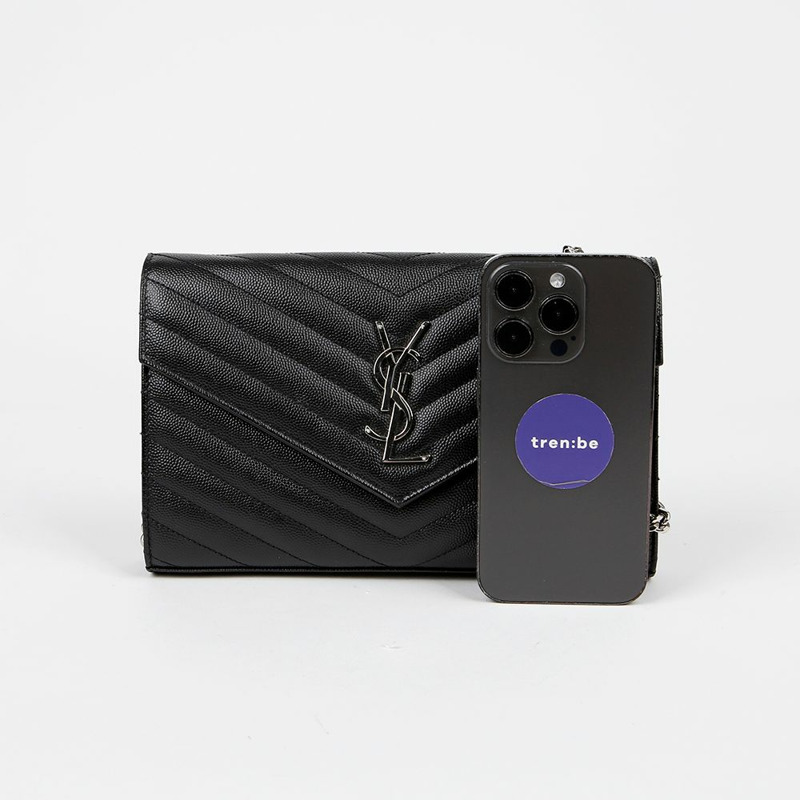 SAINT LAURENT Monogram 鏈條皮夾斜背包 377828-8