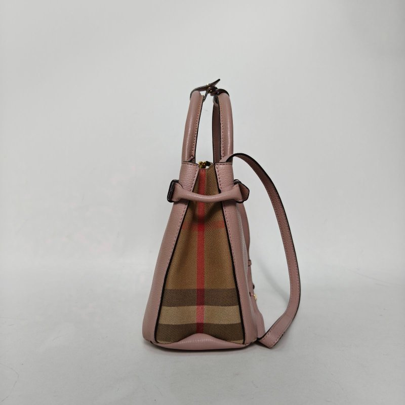 Burberry TheBanner班納小號灰粉色牛皮肩背包-1