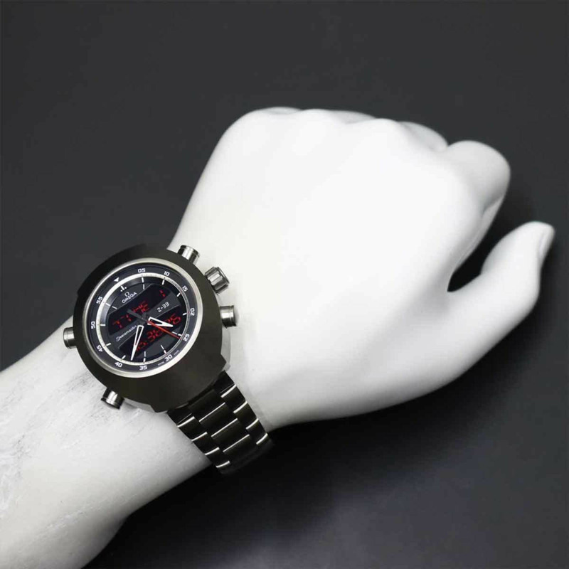 歐米茄超霸系列太空大師Z-33 325 90 43 79 01 001 數位類比雙顯男士腕錶，黑色石英錶-3