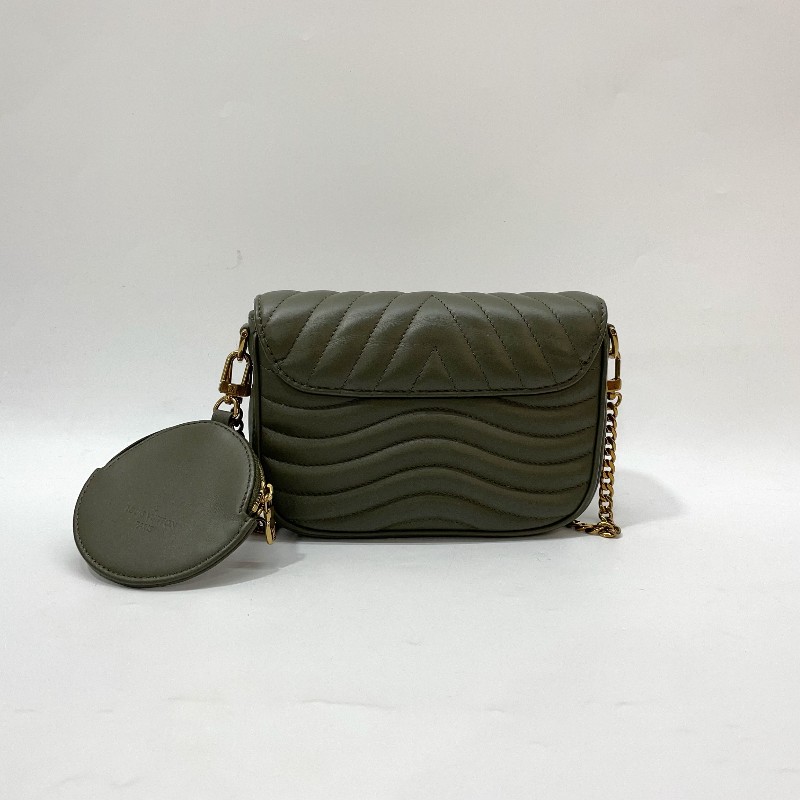 LV 墨綠牛皮山形紋霧金釦New Wave斜背包-2