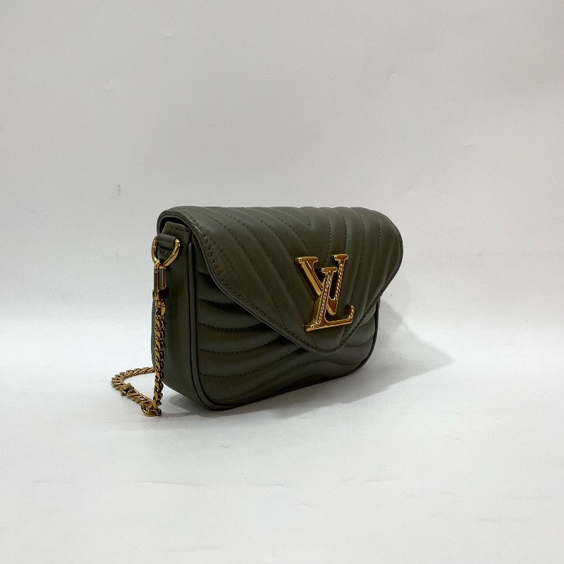 LV 墨綠牛皮山形紋霧金釦New Wave斜背包-3