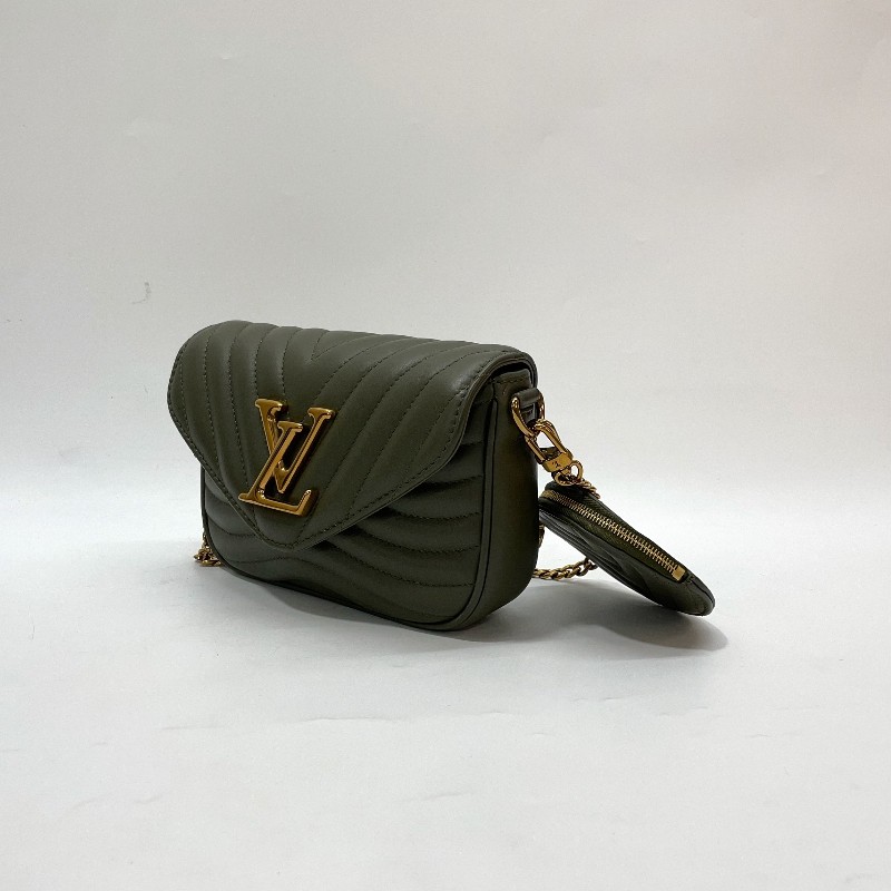 LV 墨綠牛皮山形紋霧金釦New Wave斜背包-4