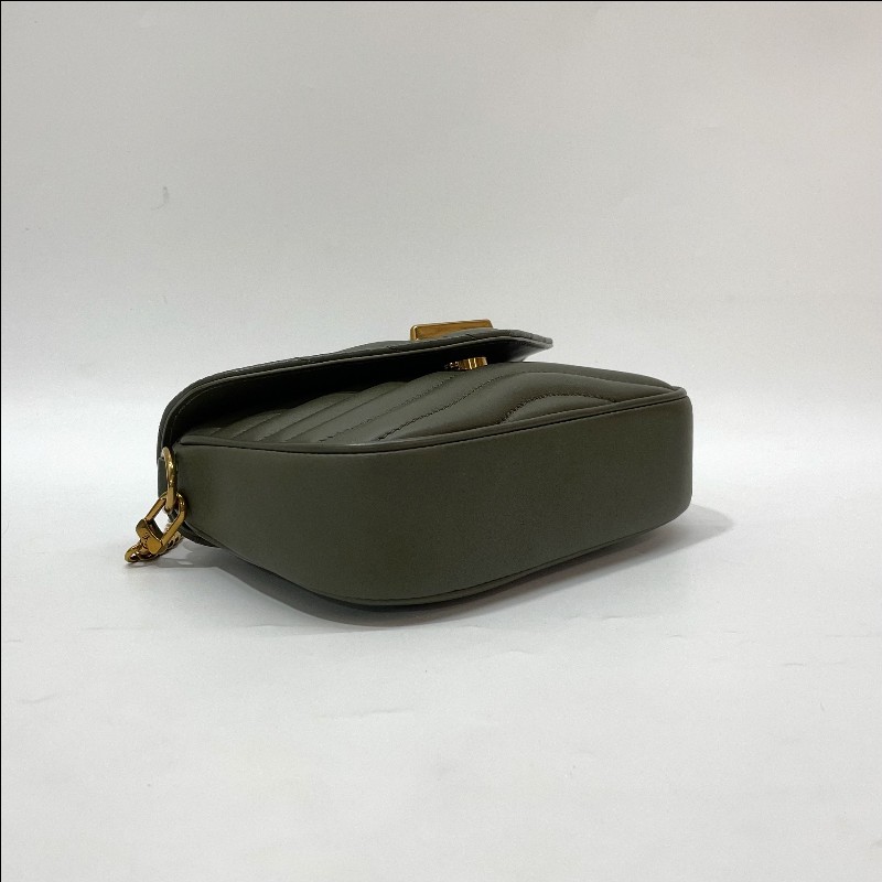 LV 墨綠牛皮山形紋霧金釦New Wave斜背包-7