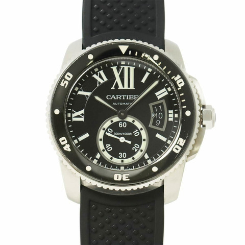 卡地亞 Calibre de Diver W7100056 男士腕錶，附日期顯示，黑色，自動上鍊機芯