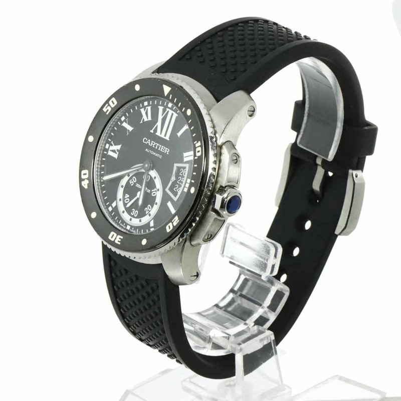 卡地亞 Calibre de Diver W7100056 男士腕錶,附日期顯示,黑色,自動上鍊機芯-1