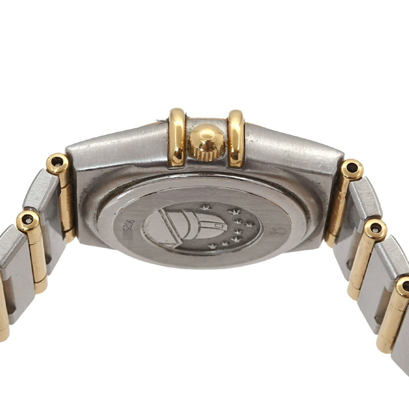 歐米茄星座系列迷你雙色1262 75女錶，鑲嵌12顆鑽石，白色錶殼，黃金石英機芯-4