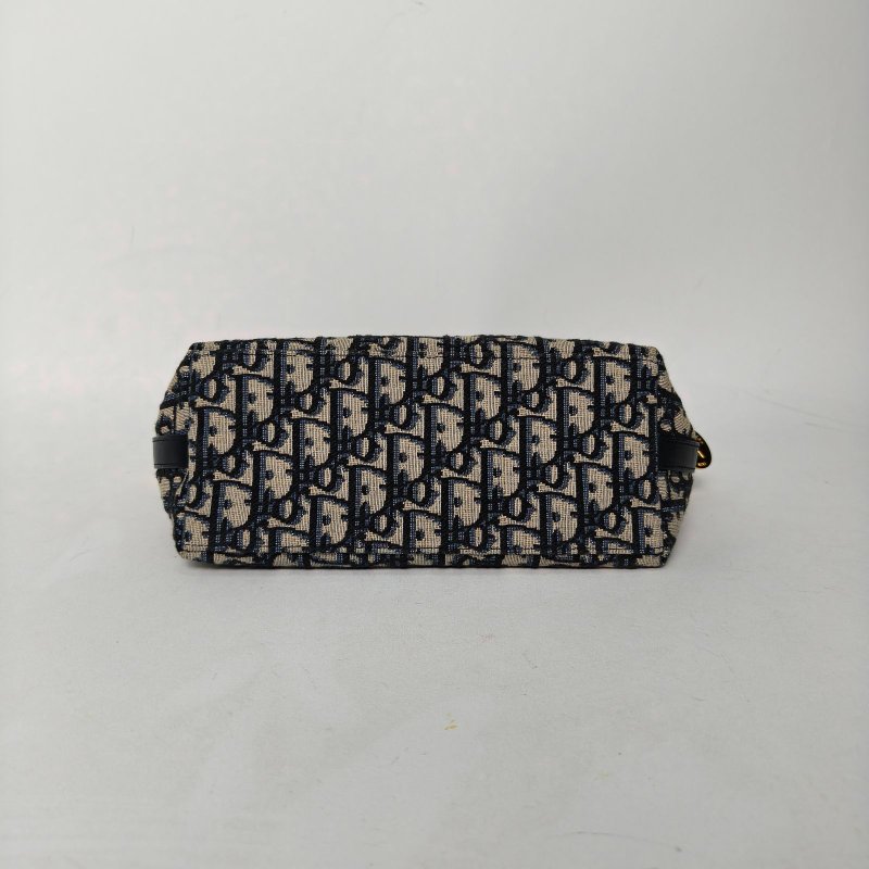 DIOR DiorstarHobo鏈條手袋藍色帆布金扣2024肩背包-4