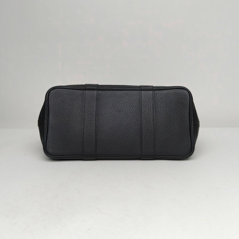 HERMES GardenParty花園包3689黑色NEGONA皮T刻銀扣肩背包-4