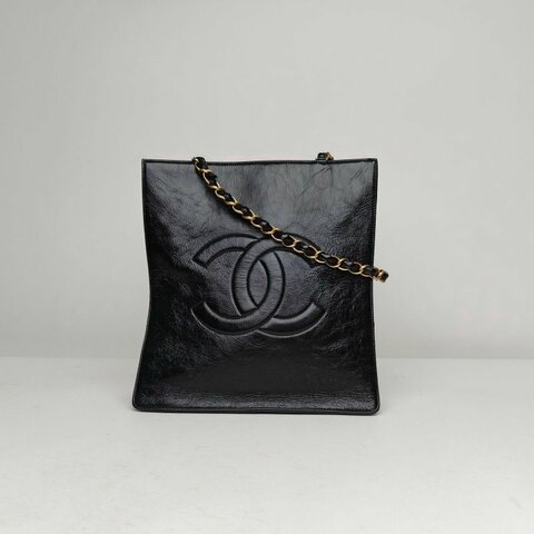 CHANEL 黑色牛皮30開金扣大雙C手提單肩琴譜包托特包肩背包