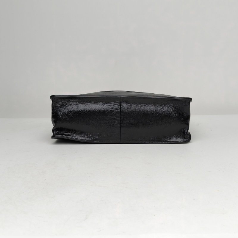 CHANEL 黑色牛皮30開金扣大雙C手提單肩琴譜包托特包肩背包-4