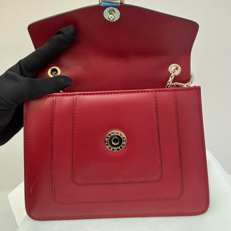 BVLGARI酒紅色方型蛇頭包-小-3