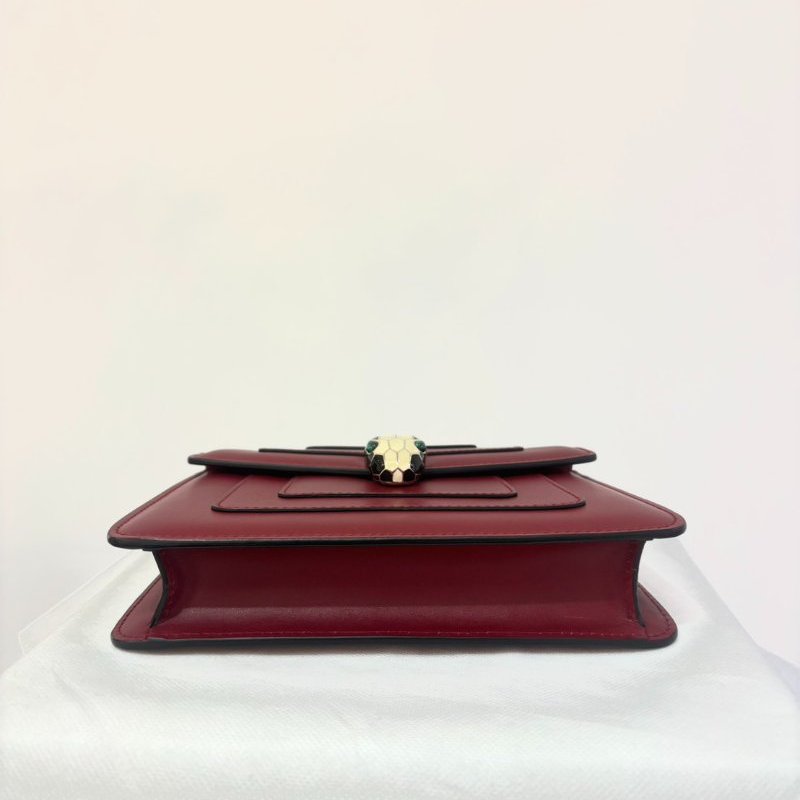 BVLGARI酒紅色方型蛇頭包-小-6