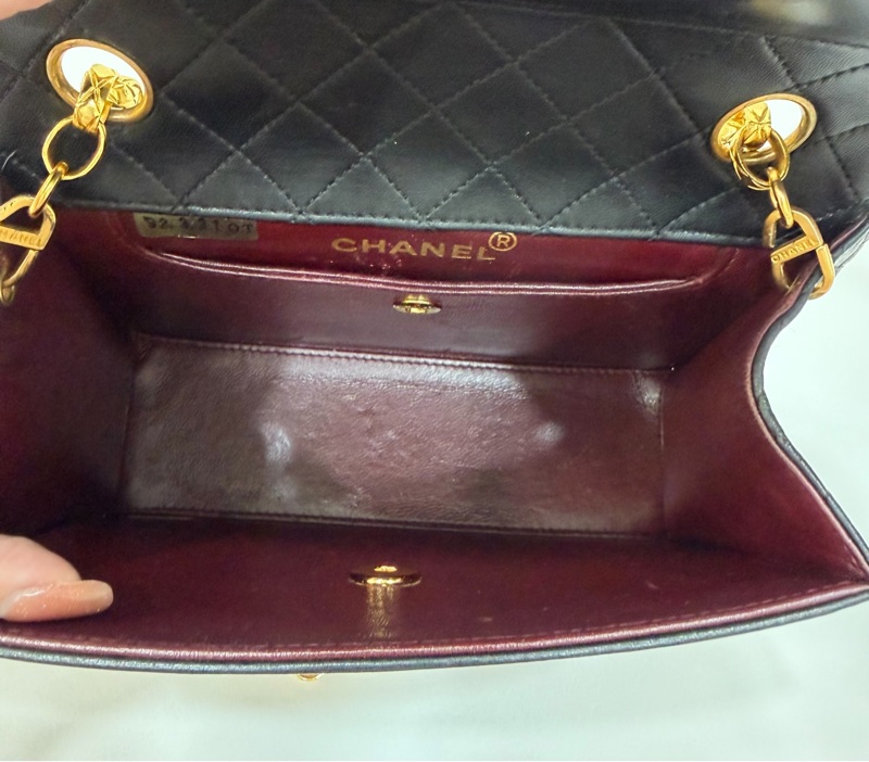 Chanel 香奈兒 Vintage trapezoid 梯型 黑金 雕花鍊 斜背包 肩背包 側背包 鍊條包-26