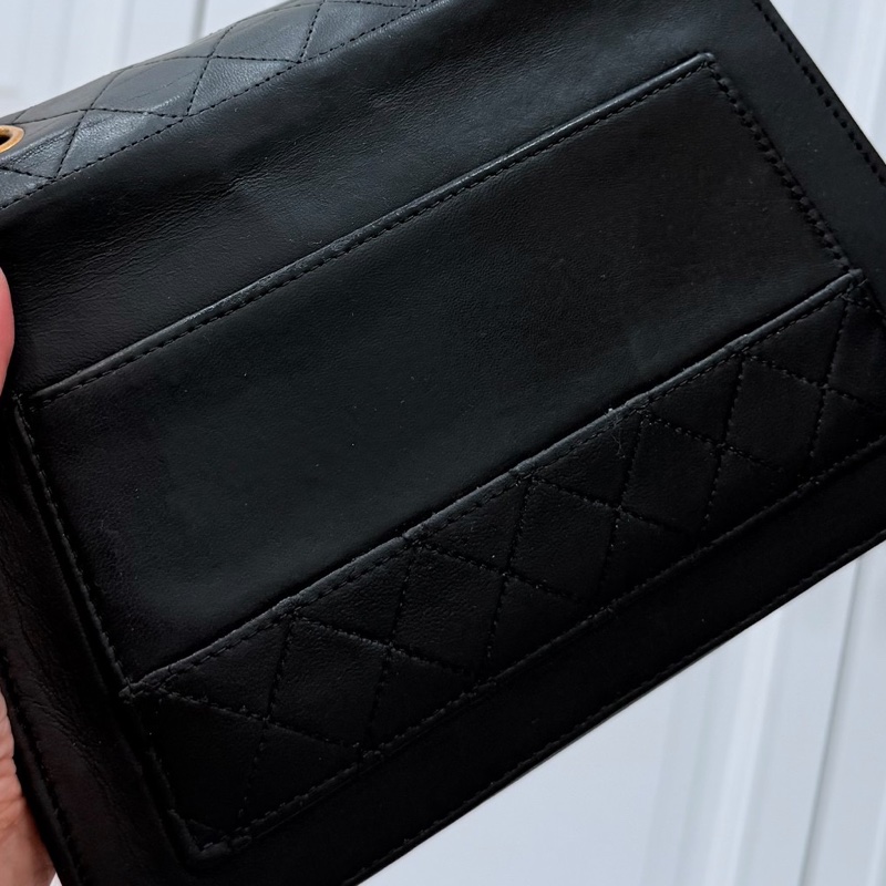 Chanel 香奈兒 Vintage trapezoid 梯型 黑金 雕花鍊 斜背包 肩背包 側背包 鍊條包-37