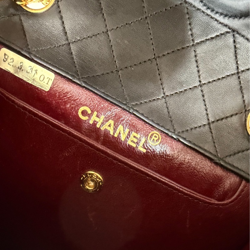 Chanel 香奈兒 Vintage trapezoid 梯型 黑金 雕花鍊 斜背包 肩背包 側背包 鍊條包-42