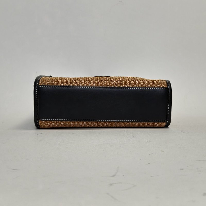 Burberry 拼色草編TBLOGO刺繡包斜挎包肩背包-4