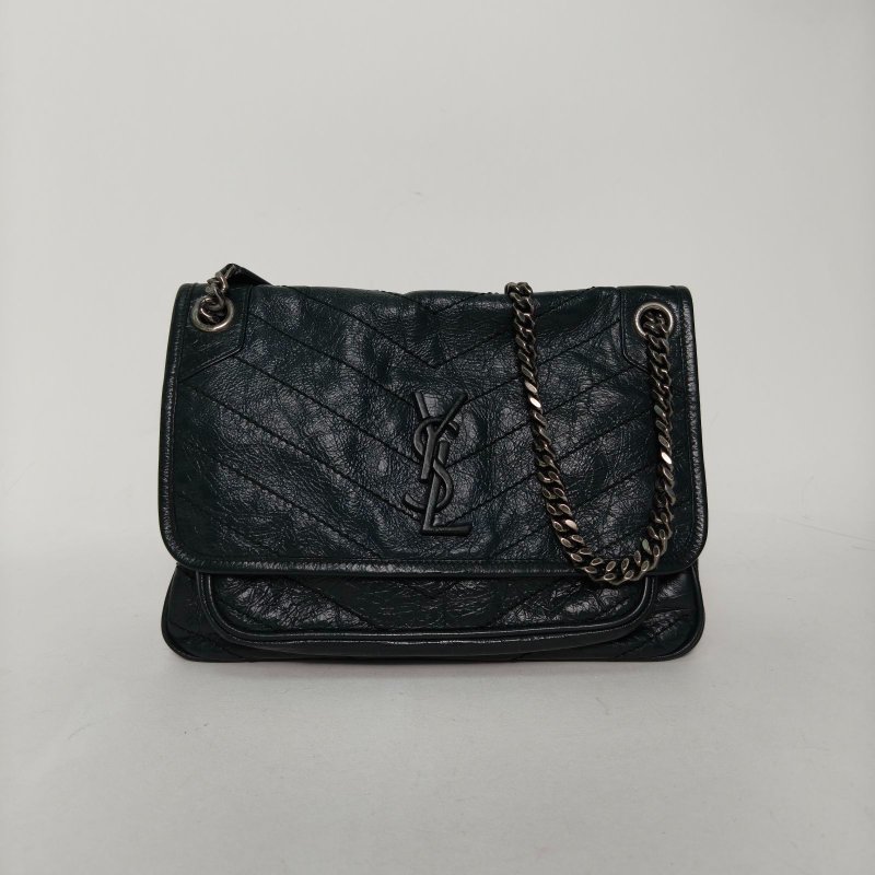 SAINT LAURENT Niki中號28綠色牛皮綠扣肩背包-0