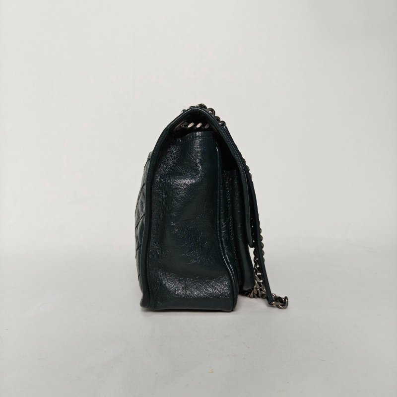SAINT LAURENT Niki中號28綠色牛皮綠扣肩背包-1