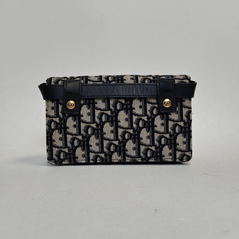 DIOR SADDLE馬鞍腰包17墨藍色帆布金扣2019Oblique印花肩背包-2