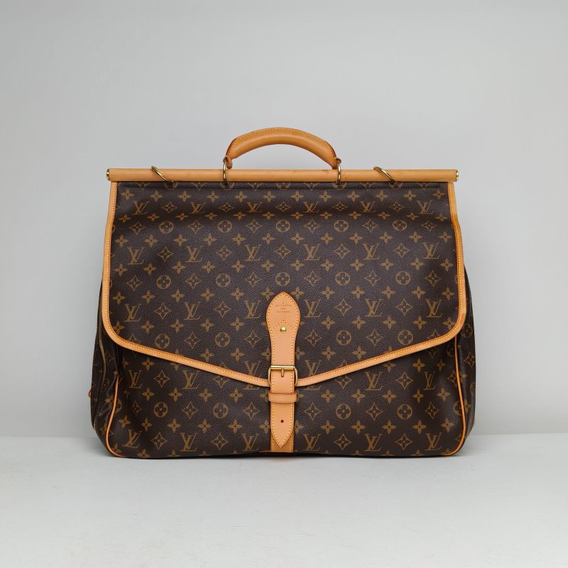 LOUIS VUITTON 中古狩獵包老花PVC金扣2010肩背包-0