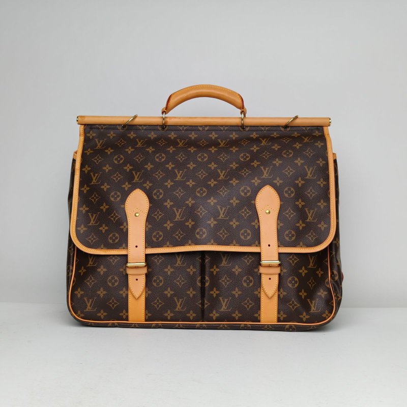 LOUIS VUITTON 中古狩獵包老花PVC金扣2010肩背包-2
