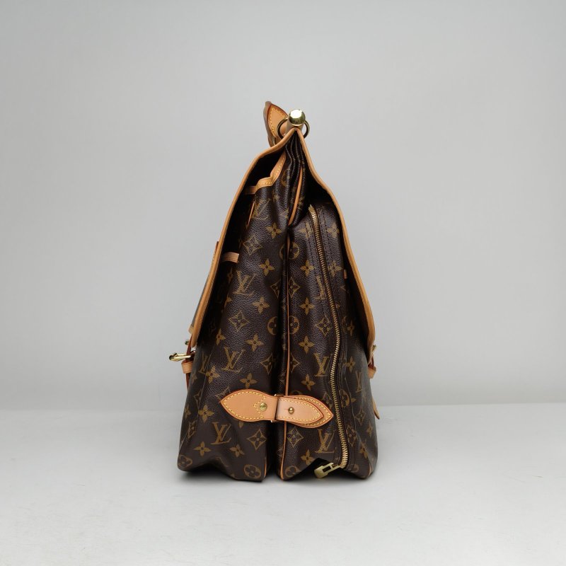 LOUIS VUITTON 中古狩獵包老花PVC金扣2010肩背包-3