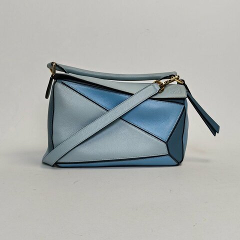 LOEWE Puzzle24幾何包小號拼色牛皮肩背包