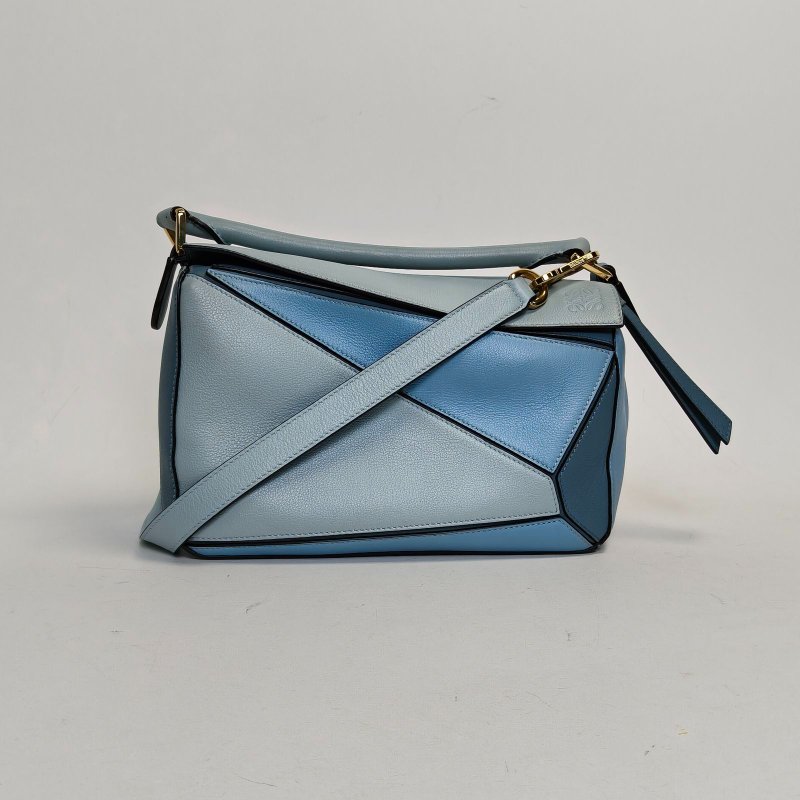 LOEWE Puzzle24幾何包小號拼色牛皮肩背包-0