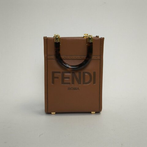 FENDI Sunshine陽光購物手提袋Mini迷你棕色牛皮肩背包