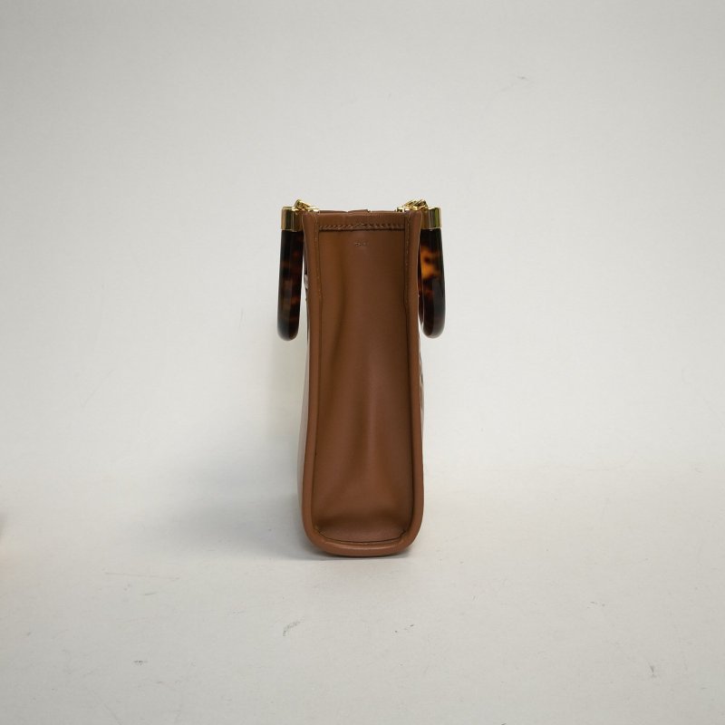 FENDI Sunshine陽光購物手提袋Mini迷你棕色牛皮肩背包-1